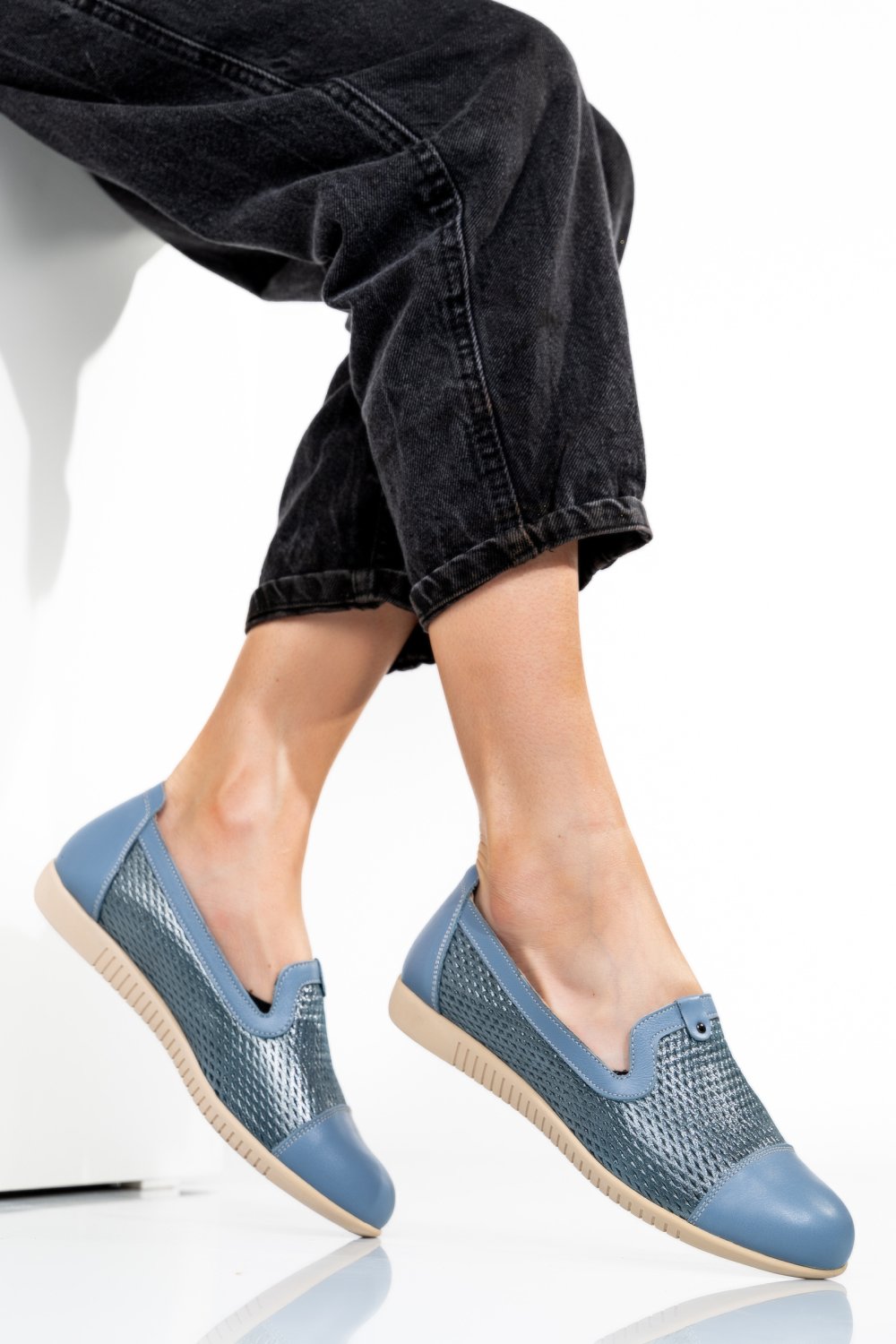 ESPADRILE ALBASTRE PIELE NATURALA 1PC16311