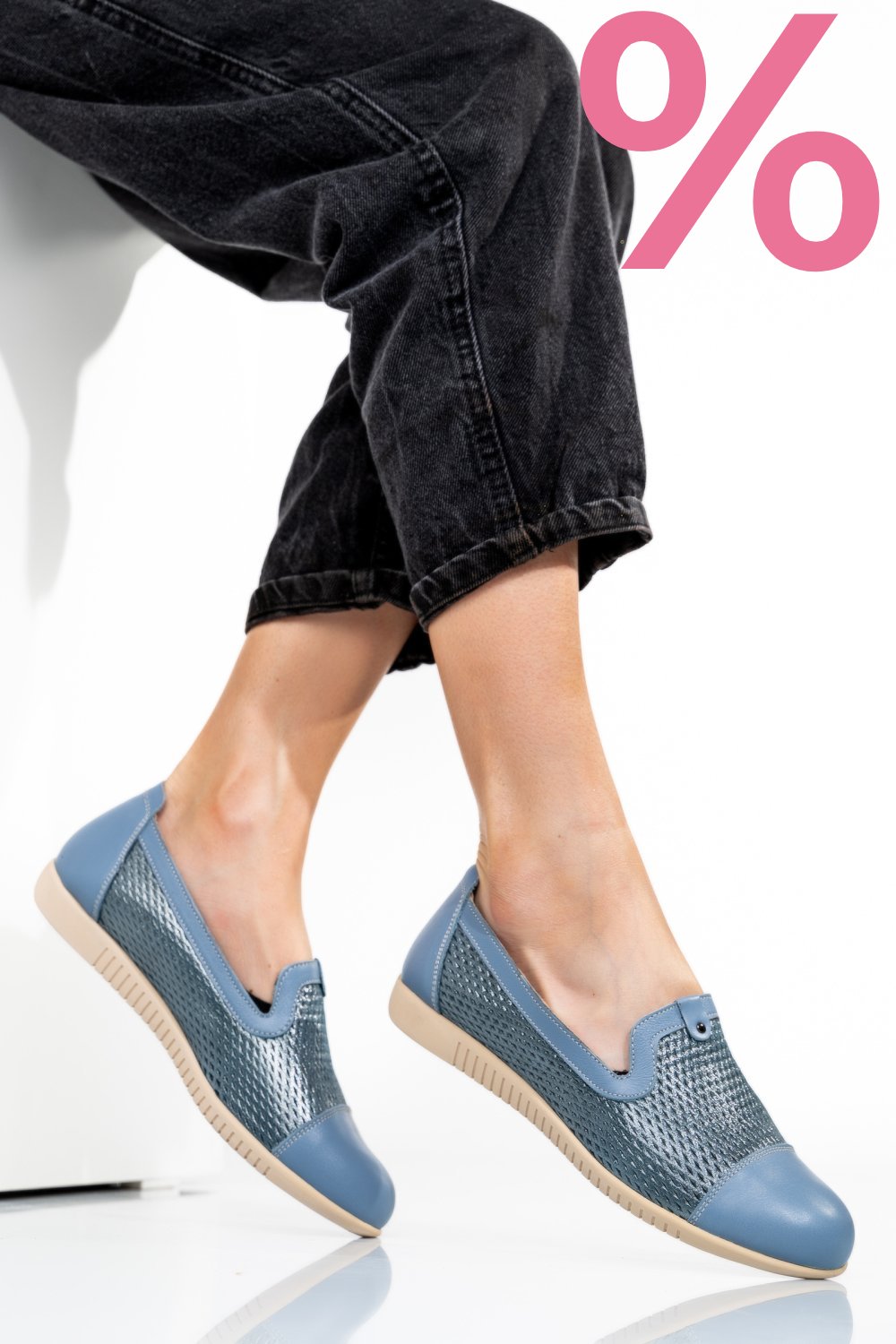 ESPADRILE ALBASTRE PIELE NATURALA 1PC16311