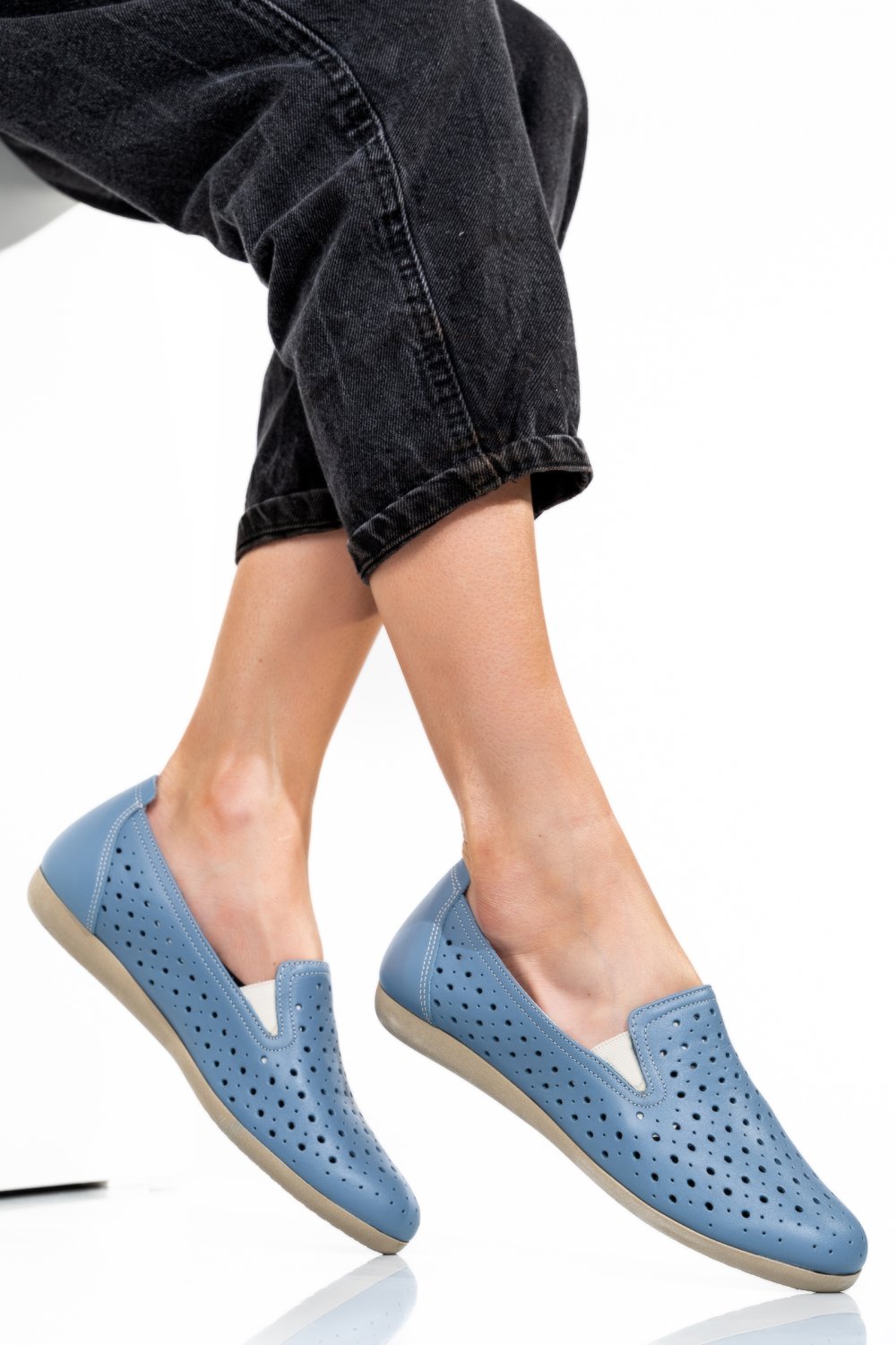 ESPADRILE ALBASTRE PIELE NATURALA 1PC15411