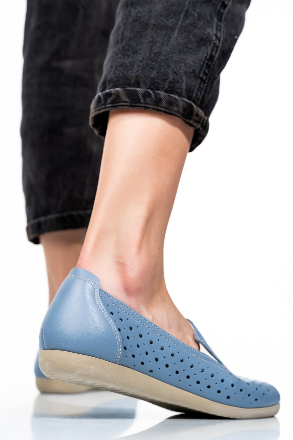 ESPADRILE ALBASTRE PIELE NATURALA 1PC15411