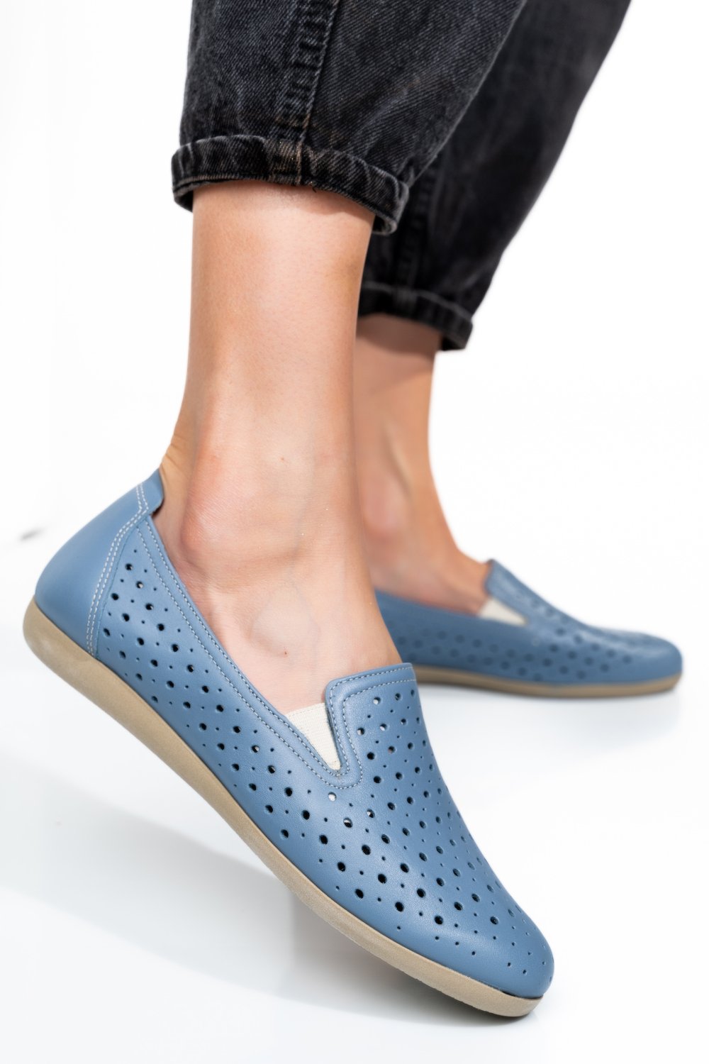 ESPADRILE ALBASTRE PIELE NATURALA 1PC15411