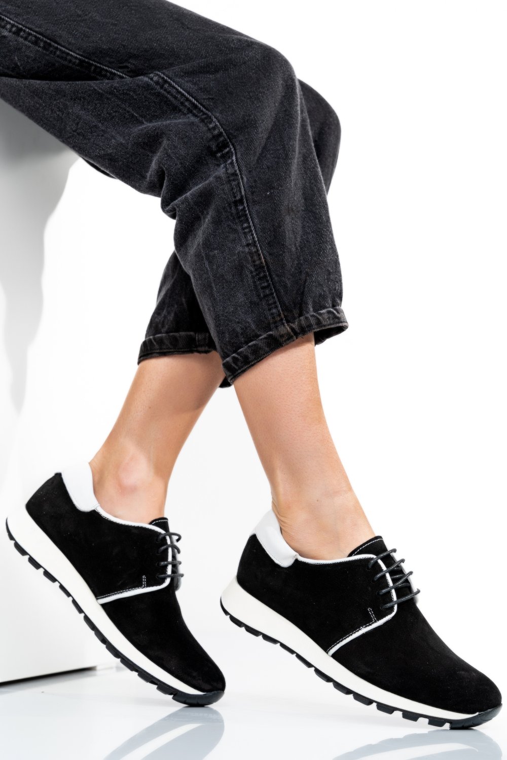 PANTOFI SPORT NEGRI PIELE NATURALA INTOARSA 1PC12741