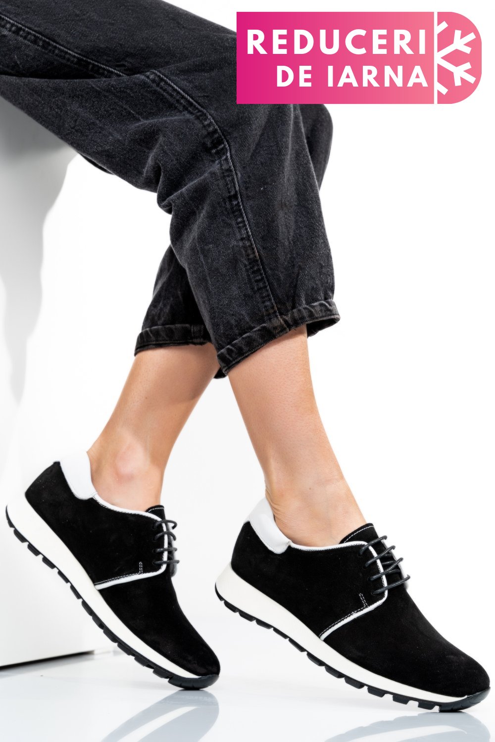 PANTOFI SPORT NEGRI PIELE NATURALA INTOARSA 1PC12741