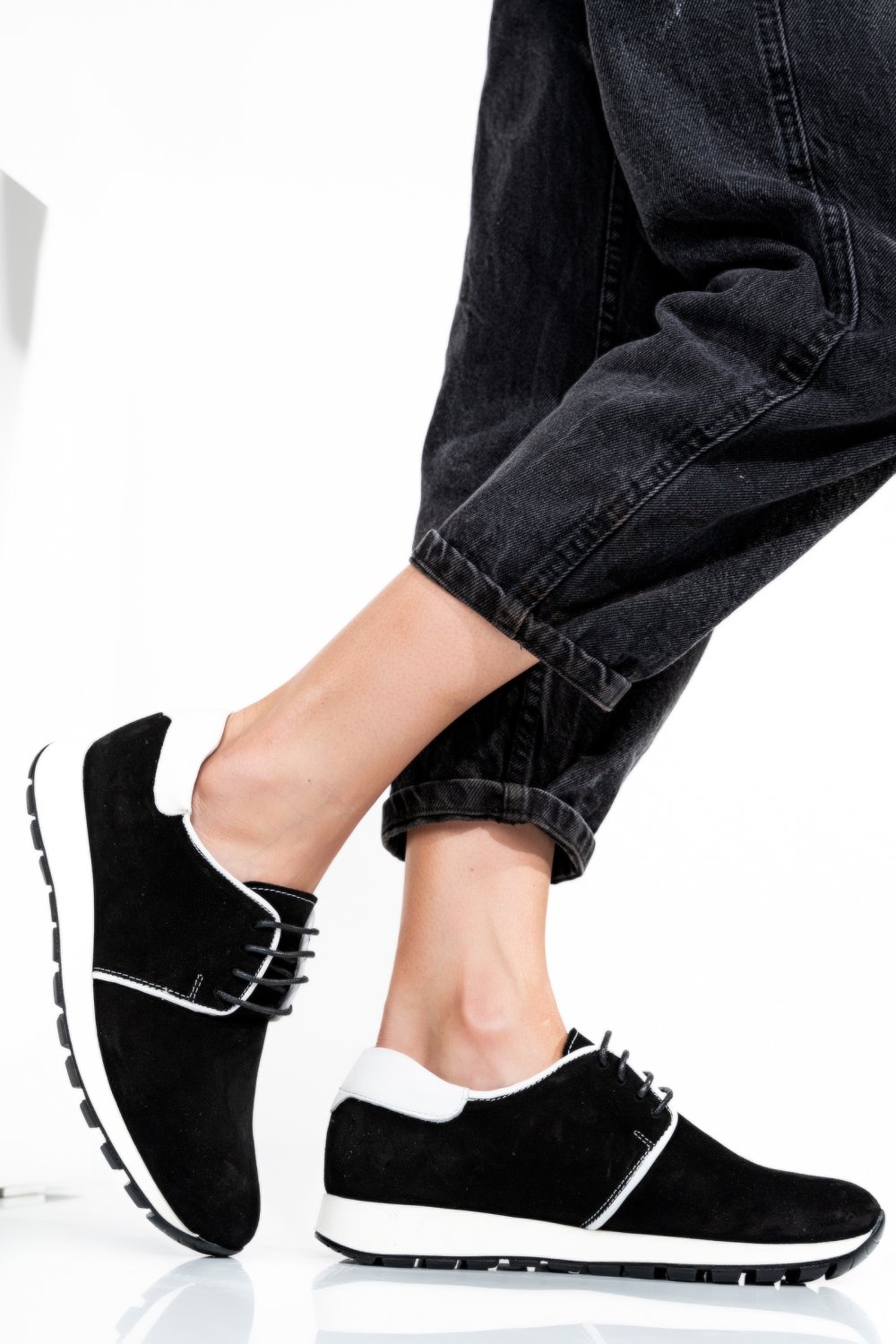 PANTOFI SPORT NEGRI PIELE NATURALA INTOARSA 1PC12741