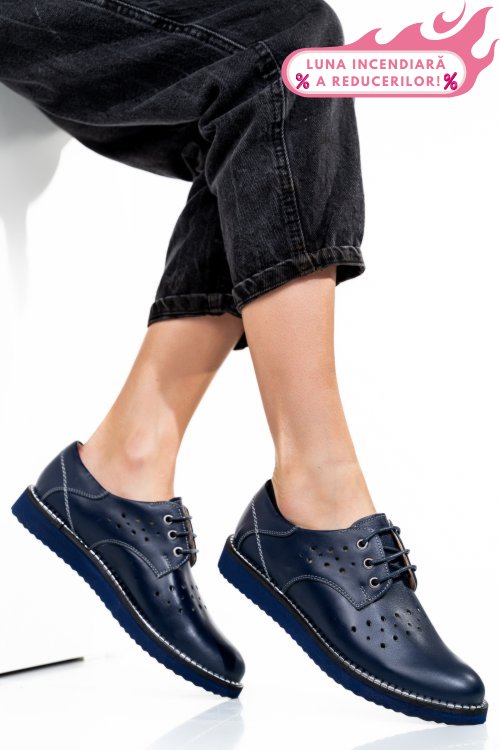 Pantofi albastri piele naturala 1pc2555