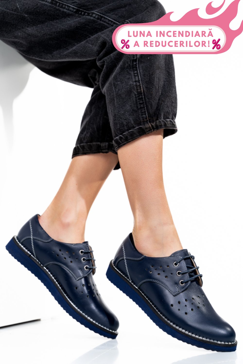 PANTOFI ALBASTRI PIELE NATURALA 1PC2555