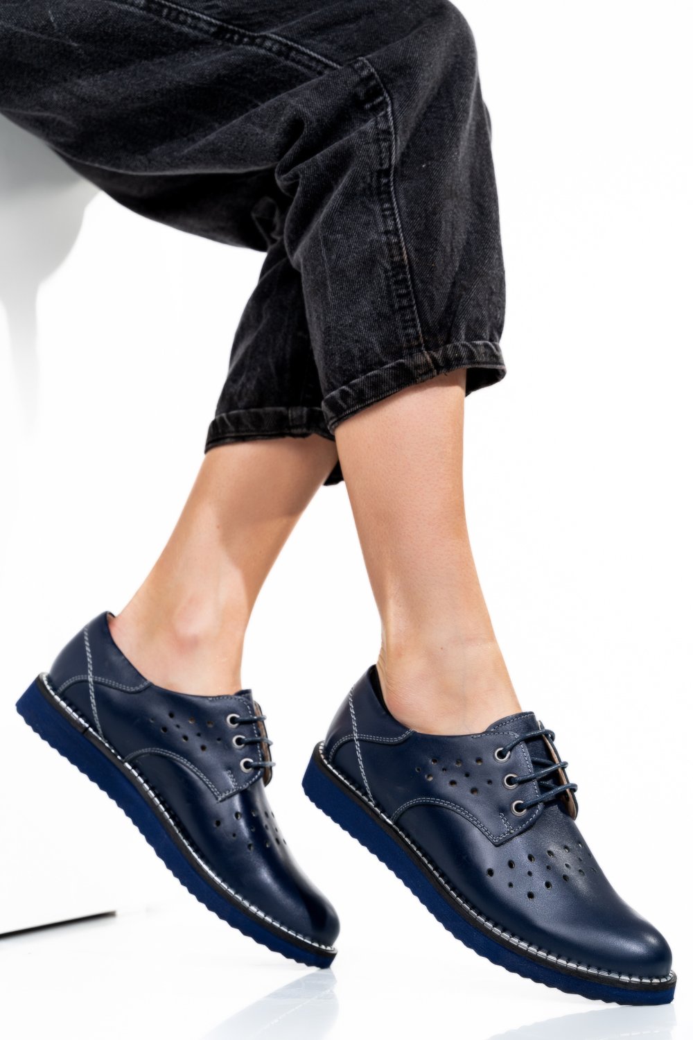 PANTOFI ALBASTRI PIELE NATURALA 1PC2555