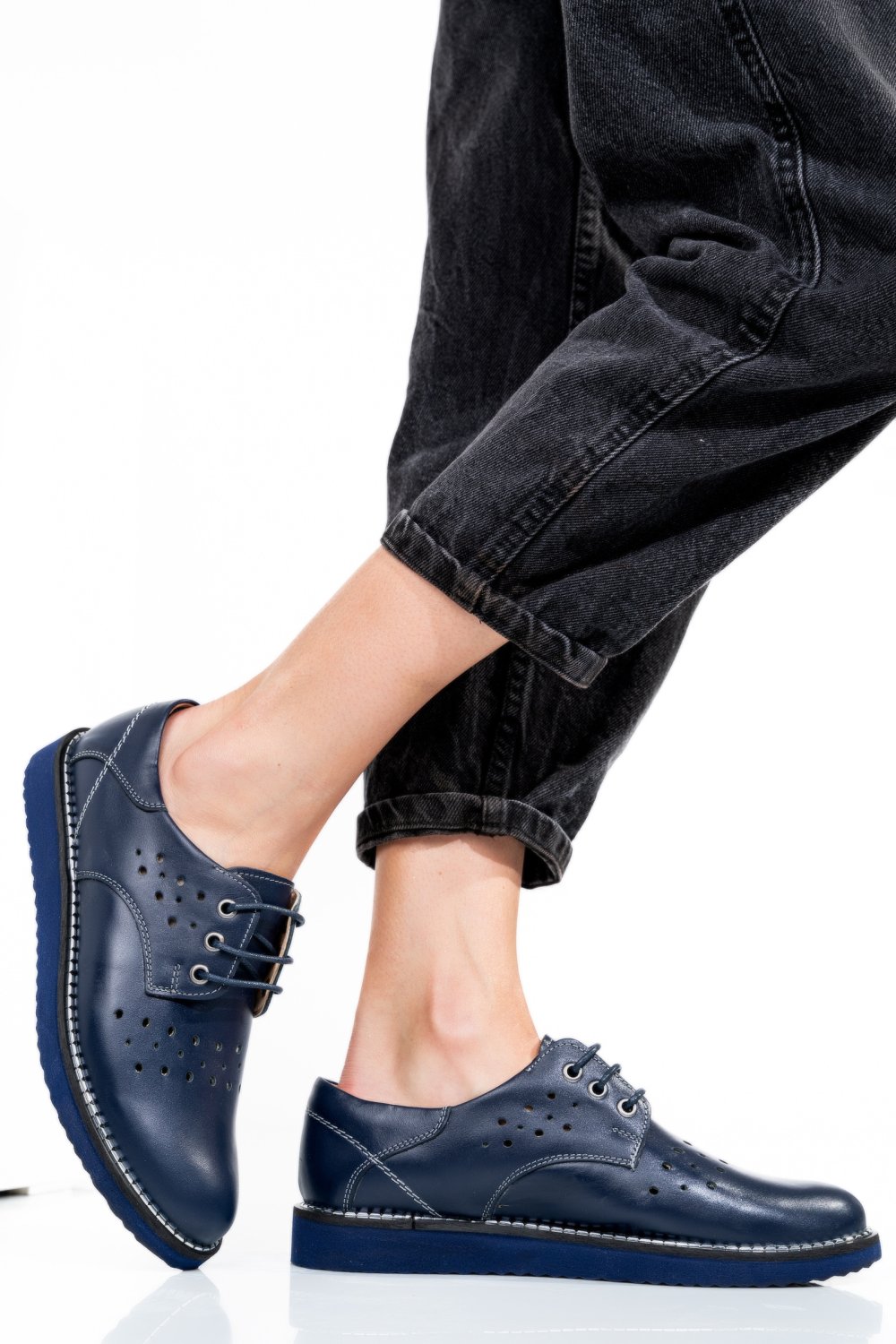 PANTOFI ALBASTRI PIELE NATURALA 1PC2555