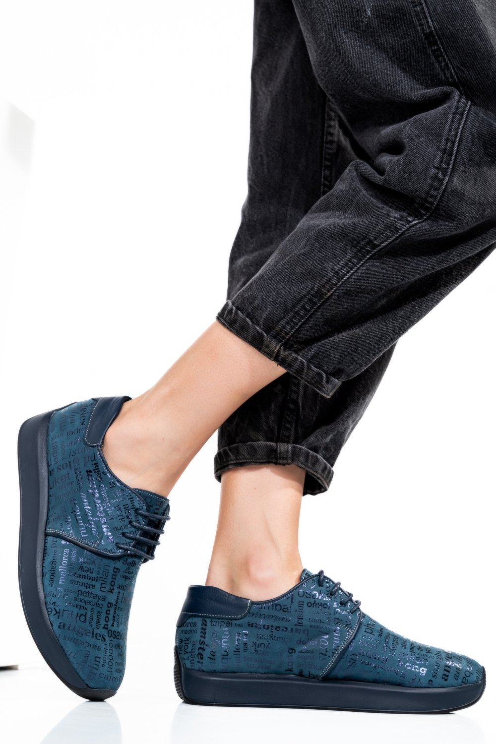 PANTOFI SPORT ALL BLUE PIELE NATURALA 1PC12741
