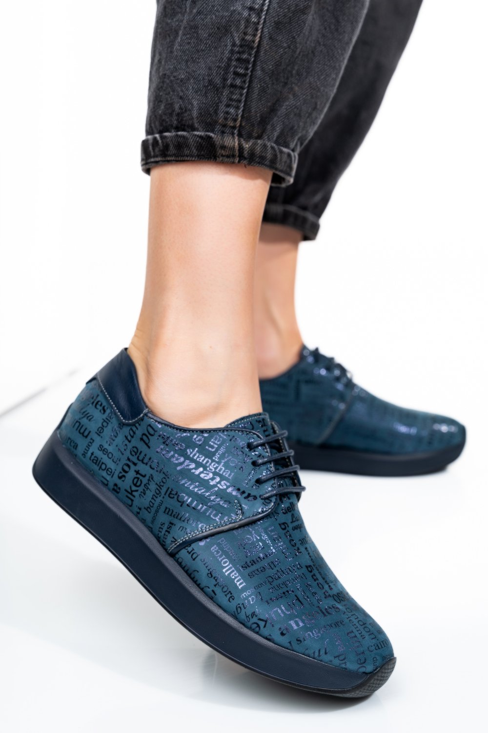 PANTOFI SPORT ALL BLUE PIELE NATURALA 1PC12741