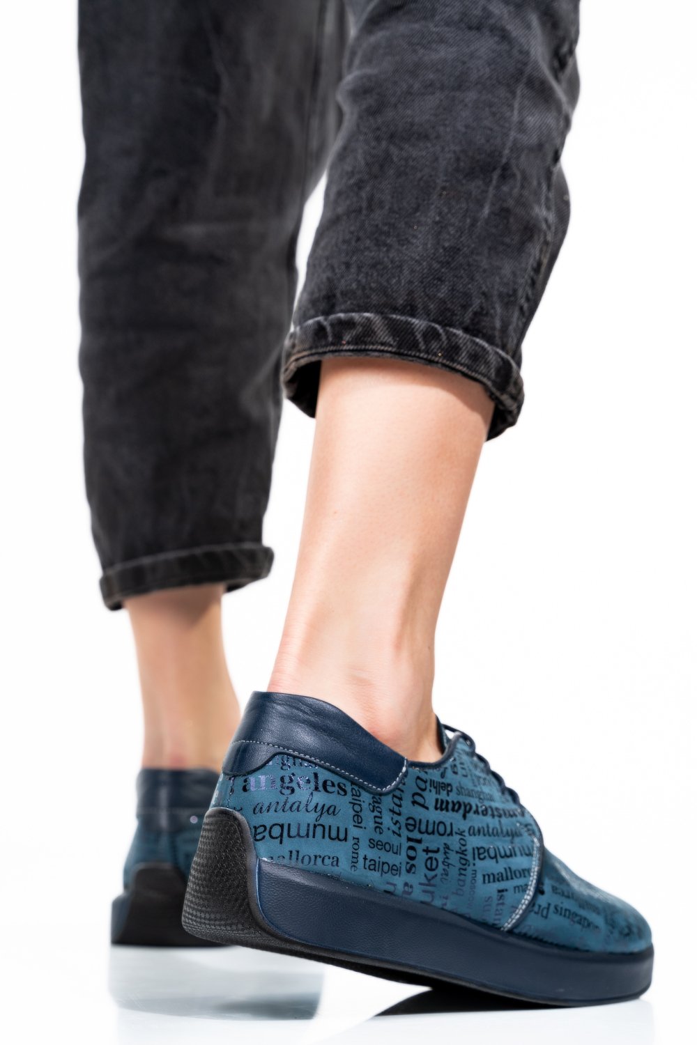 PANTOFI SPORT ALL BLUE PIELE NATURALA 1PC12741