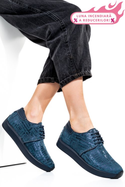Pantofi sport all blue piele naturala 1pc12741