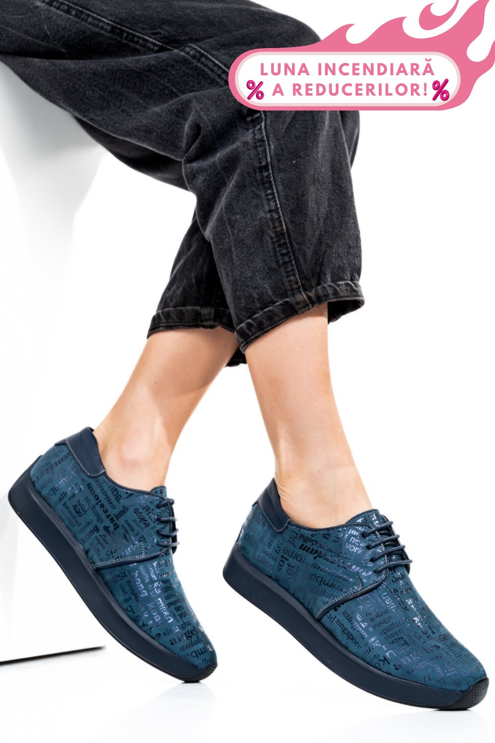 PANTOFI SPORT ALL BLUE PIELE NATURALA 1PC12741