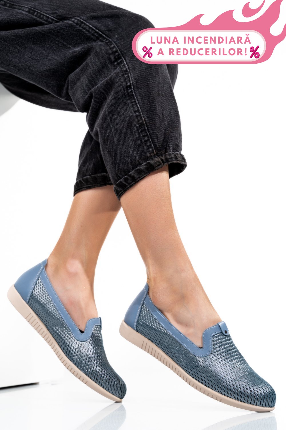 ESPADRILE ALBASTRE PIELE NATURALA 1PC16411