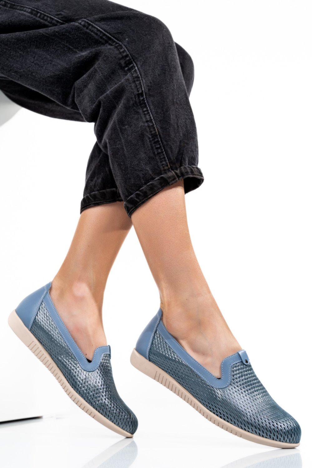 ESPADRILE ALBASTRE PIELE NATURALA 1PC16411