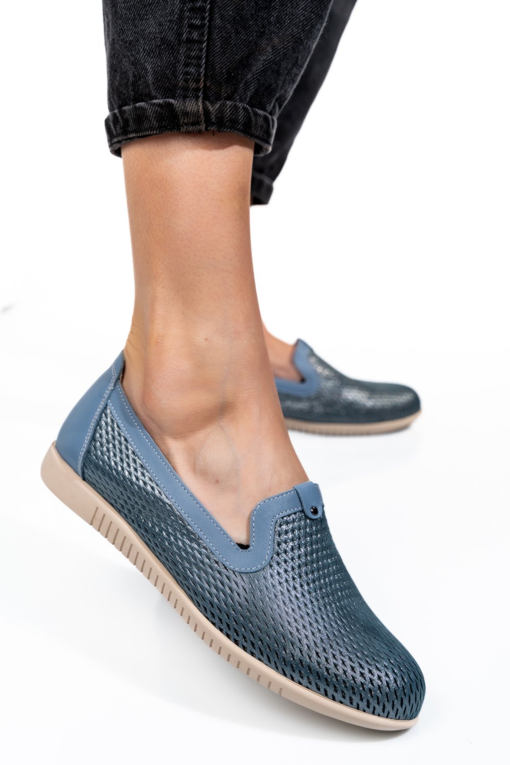 ESPADRILE ALBASTRE PIELE NATURALA 1PC16411