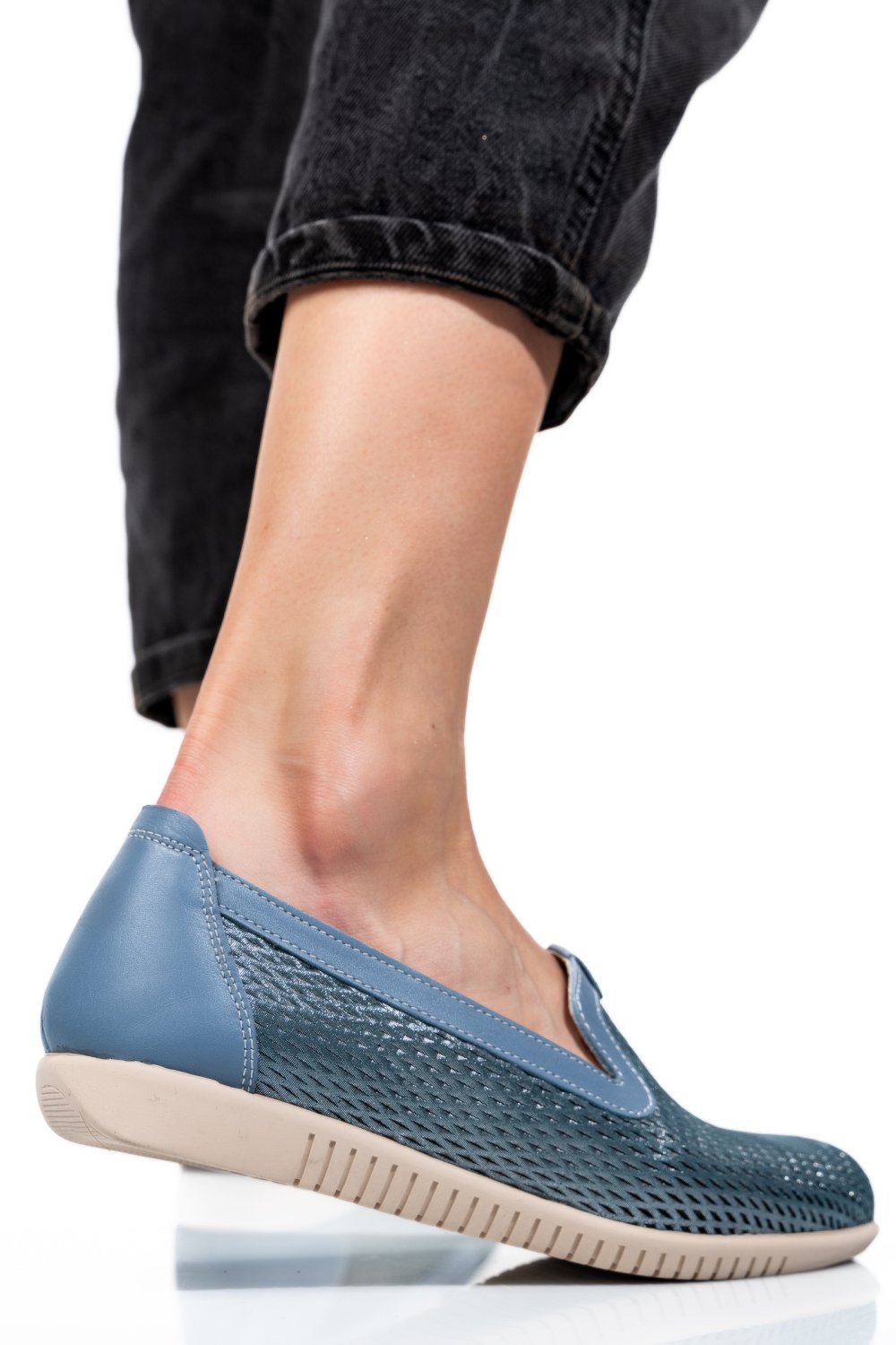 ESPADRILE ALBASTRE PIELE NATURALA 1PC16411