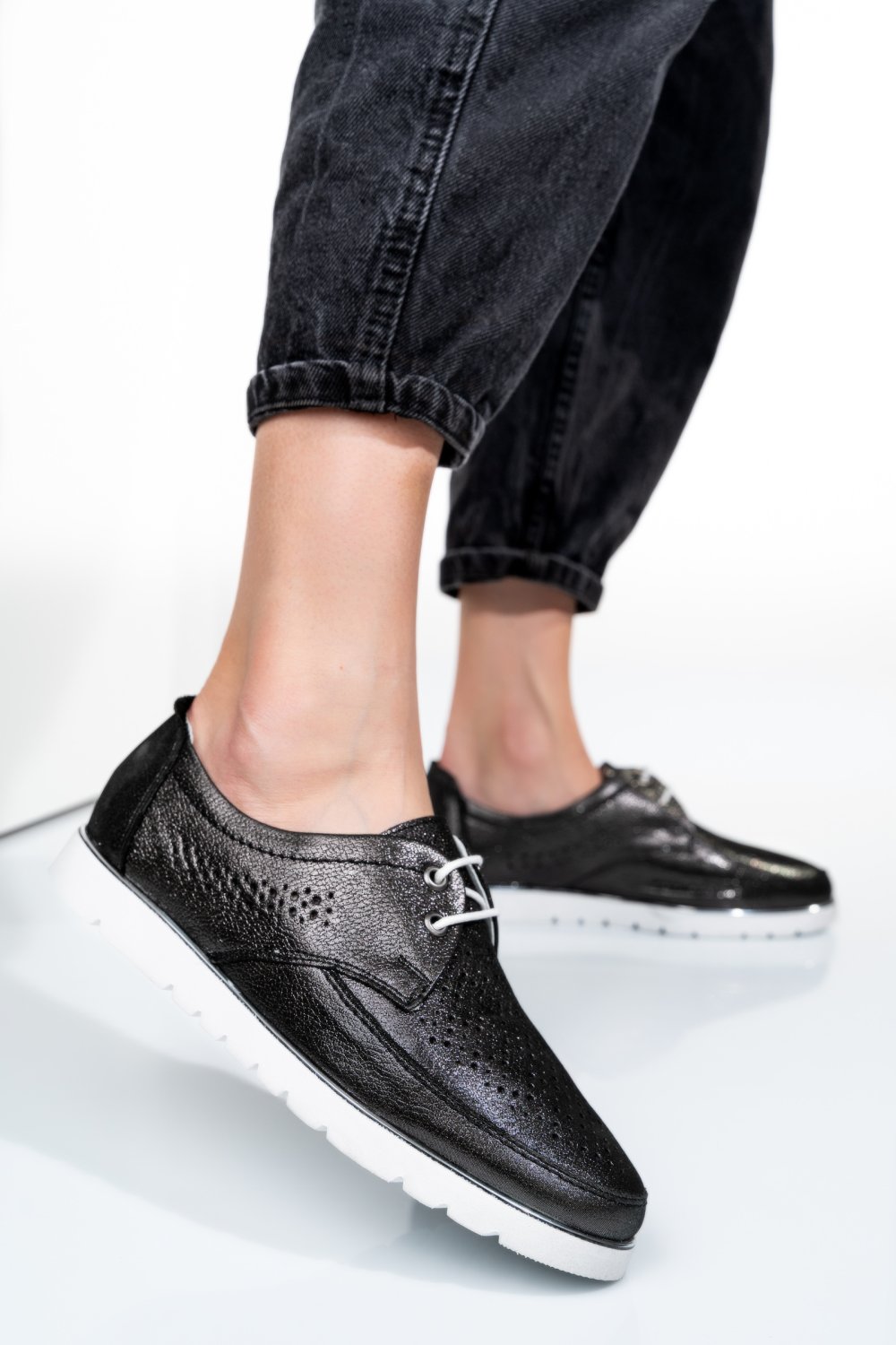 PANTOFI NEGRU SIDEF PIELE NATURALA 1PC17720