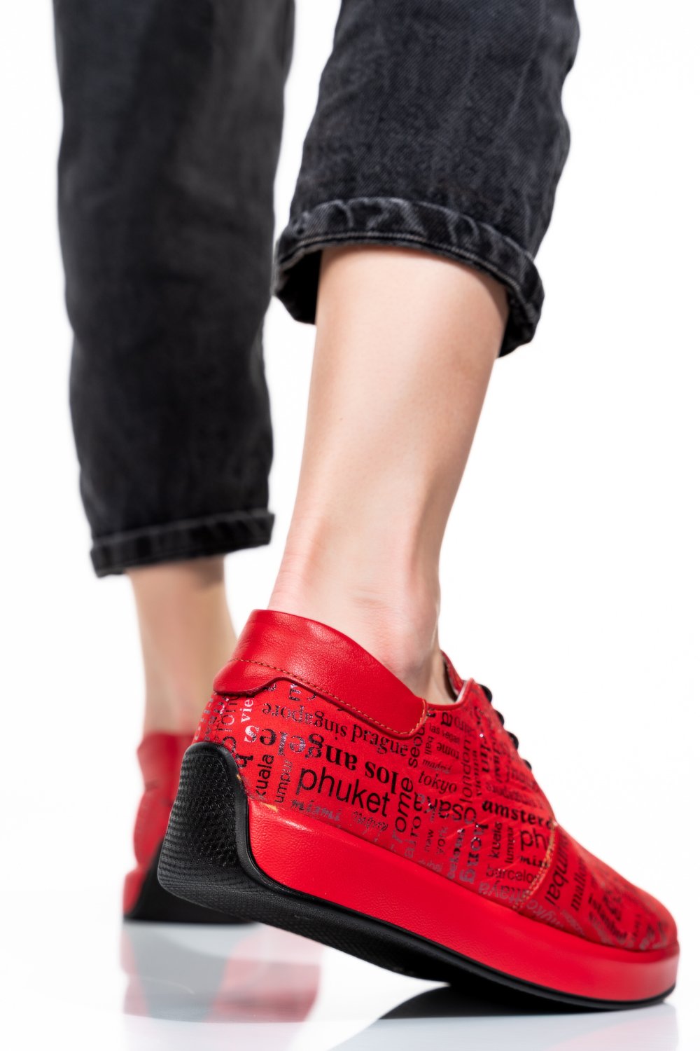 PANTOFI SPORT ALL RED PIELE NATURALA 1PC12741
