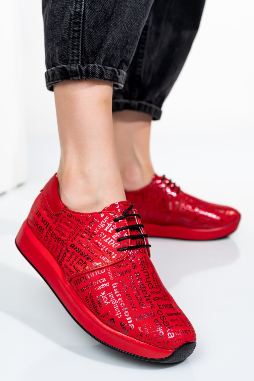 PANTOFI SPORT ALL RED PIELE NATURALA 1PC12741