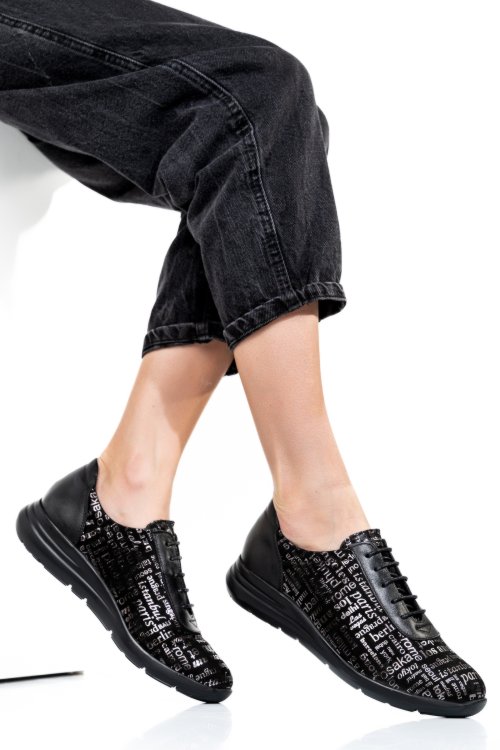 Pantofi sport negri piele naturala 1pc7555