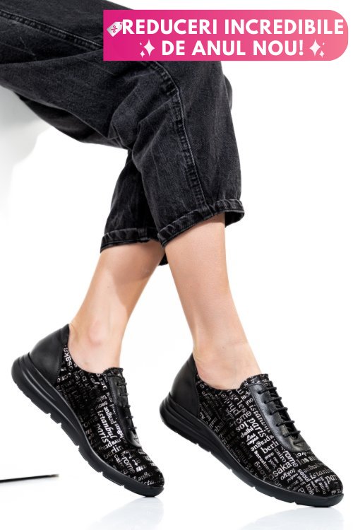 Pantofi sport negri piele naturala 1pc7555