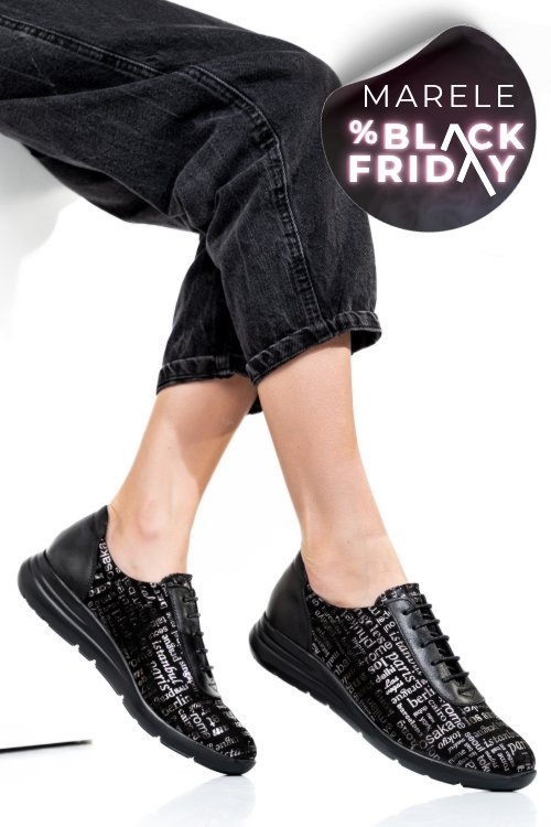 Pantofi sport negri piele naturala 1pc7555