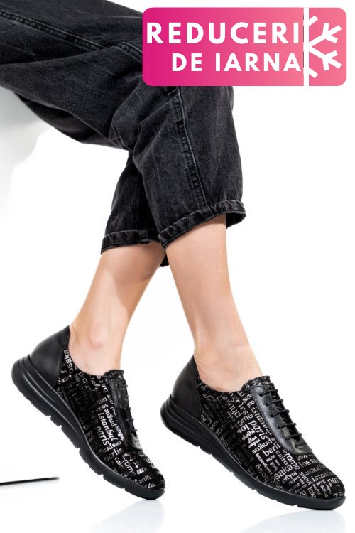 Pantofi sport negri piele naturala 1pc7555