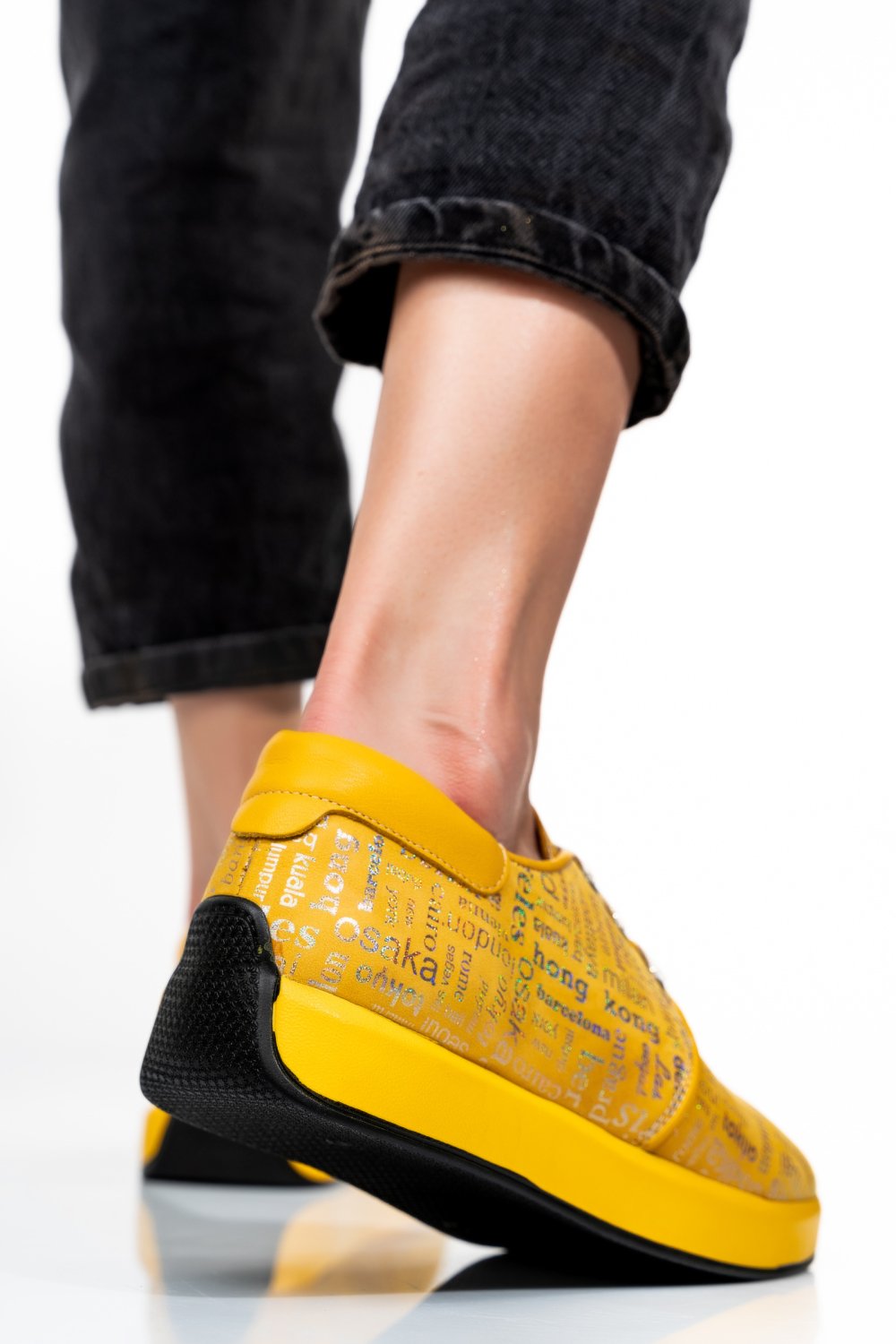 PANTOFI SPORT GALBENI PIELE NATURALA 1PC12741