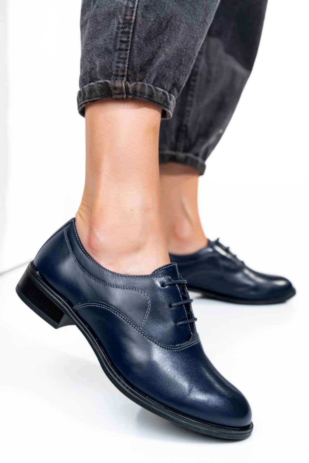 PANTOFI ALBASTRI PIELE NATURALA 1PC162