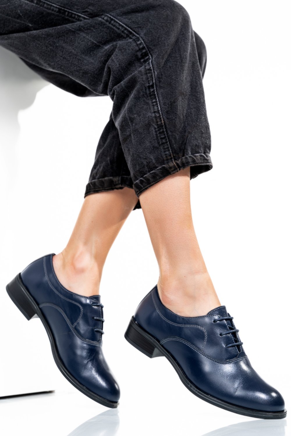 PANTOFI ALBASTRI PIELE NATURALA 1PC162
