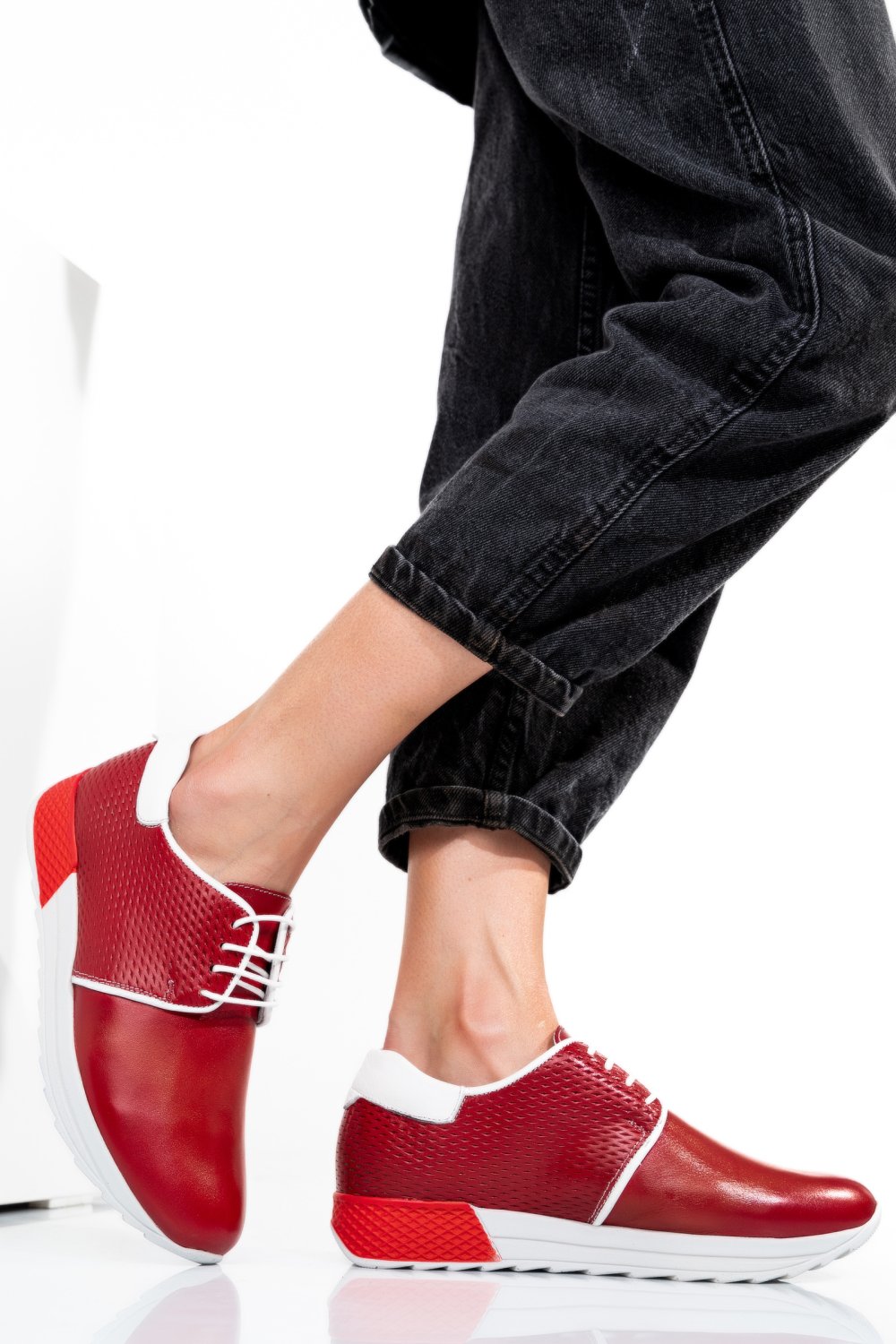 PANTOFI SPORT ROSII PIELE NATURALA 1PC12741