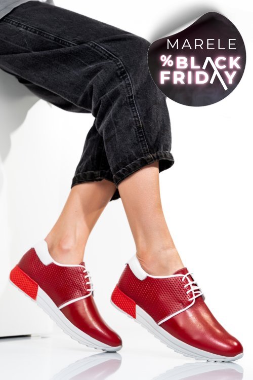 Pantofi sport rosii piele naturala 1pc12741