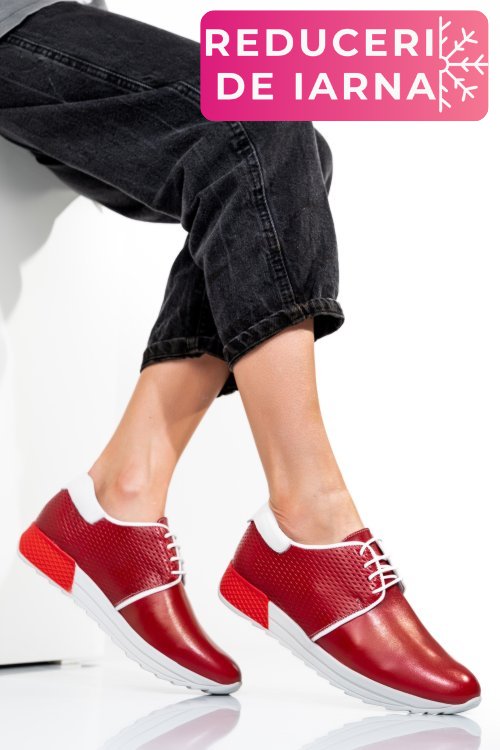 Pantofi sport rosii piele naturala 1pc12741