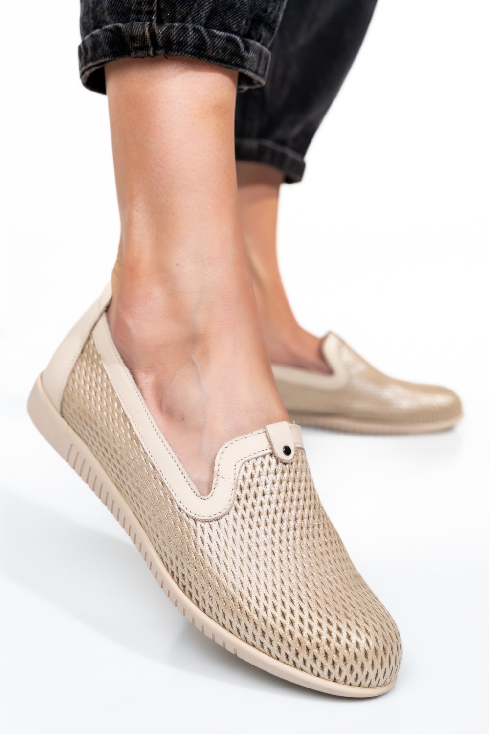 ESPADRILE BEJ PIELE NATURALA 1PC16411