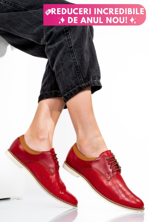 Pantofi rosii piele naturala 1pc12008