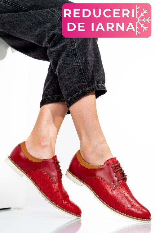Pantofi rosii piele naturala 1pc12008