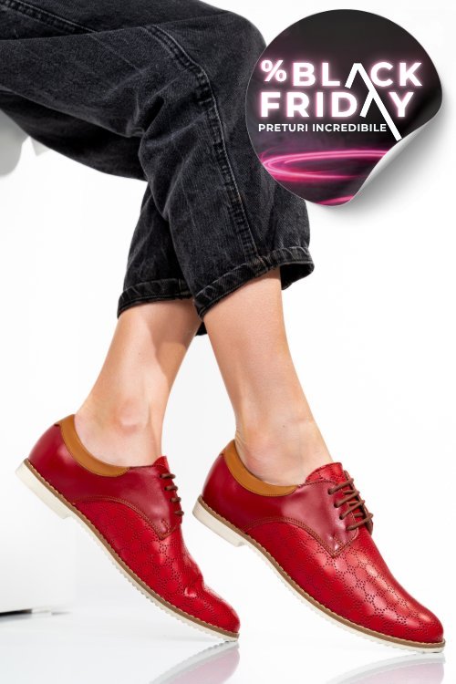 Pantofi rosii piele naturala 1pc12008