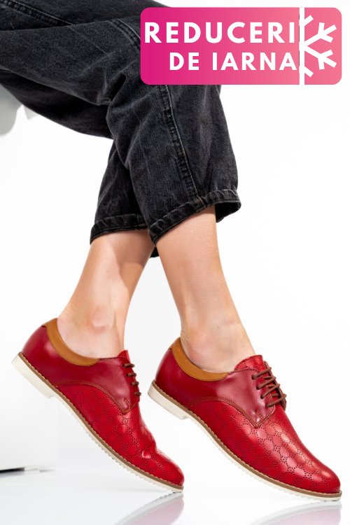 Pantofi rosii piele naturala 1pc12008
