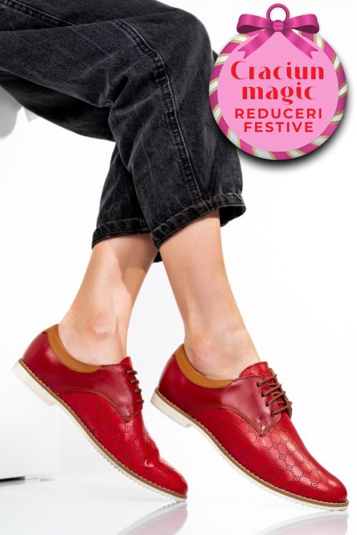 Pantofi rosii piele naturala 1pc12008