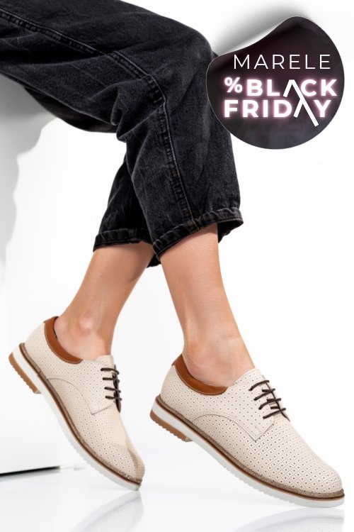 Pantofi bej piele naturala 1pc12009