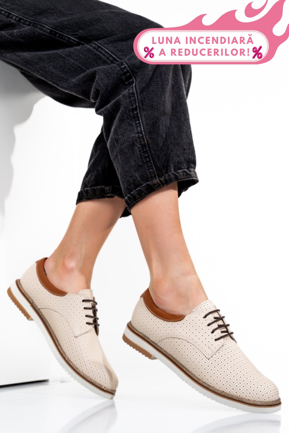 PANTOFI BEJ PIELE NATURALA 1PC12009