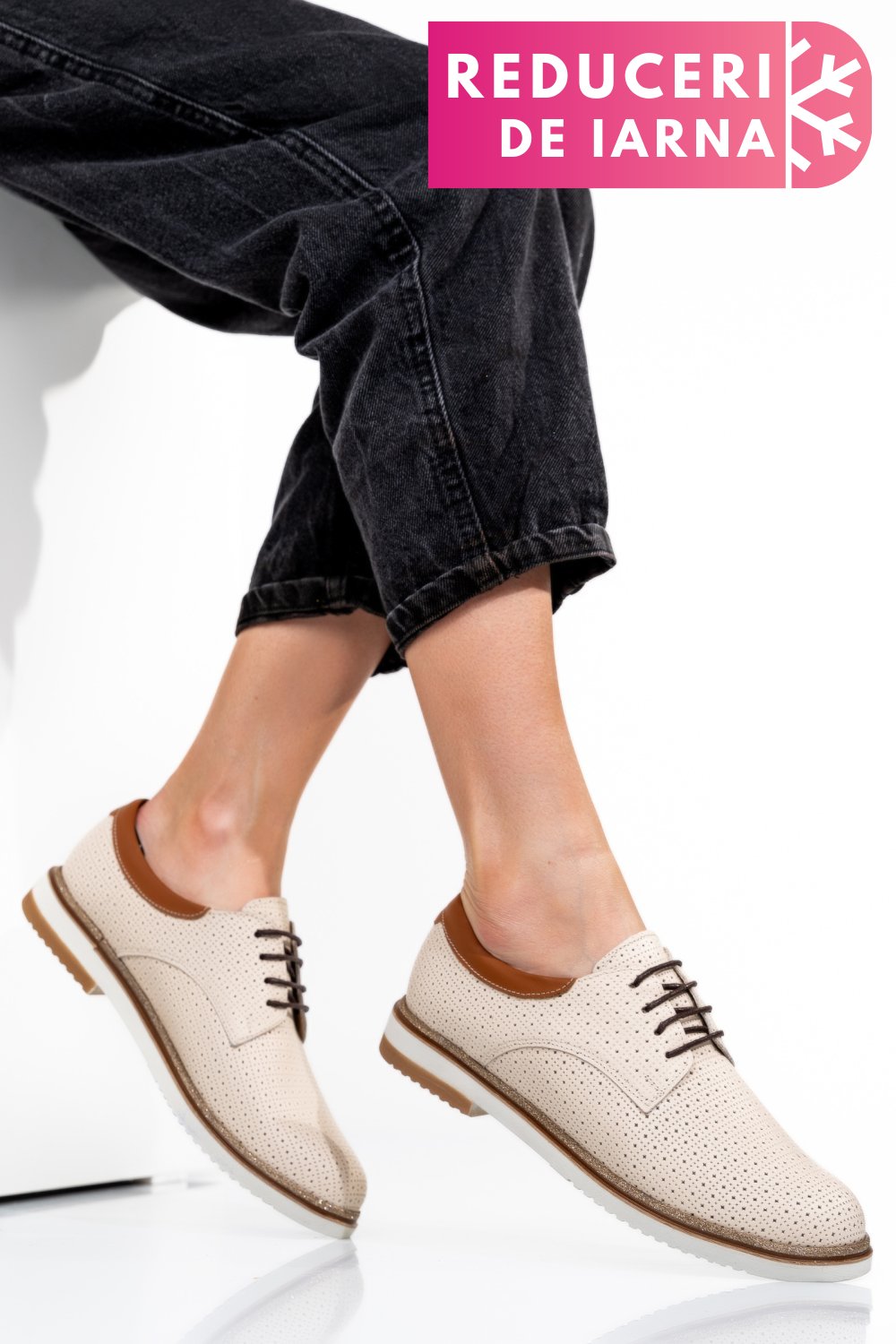 PANTOFI BEJ PIELE NATURALA 1PC12009