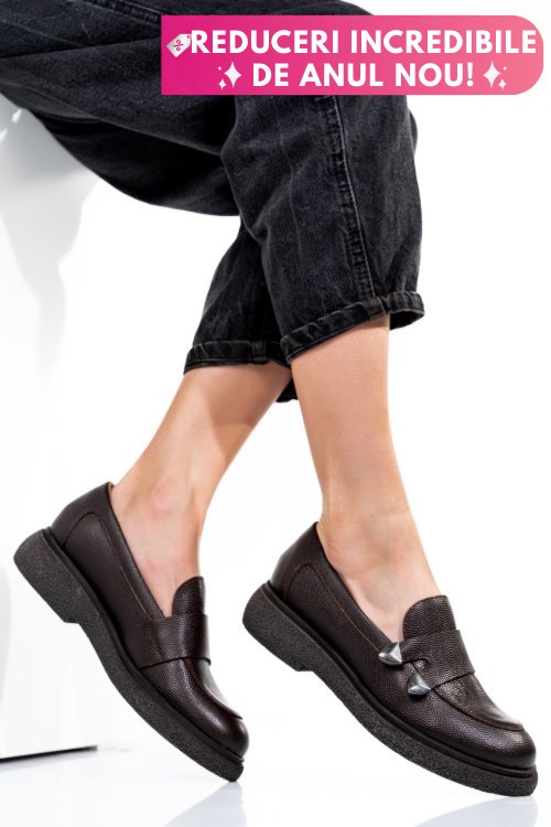 Mocasini dama piele naturala maro inchis 4s7710