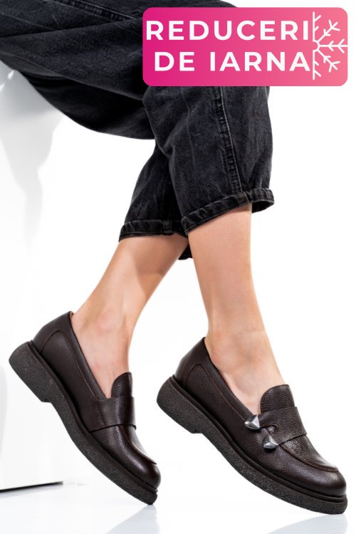 Mocasini dama piele naturala maro inchis 4s7710