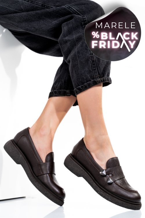 Mocasini dama piele naturala maro inchis 4s7710