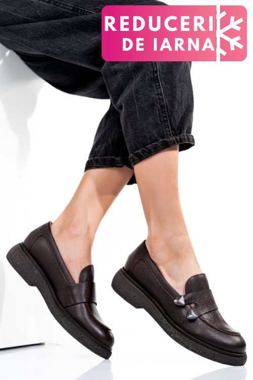 Mocasini dama piele naturala maro inchis 4s7710