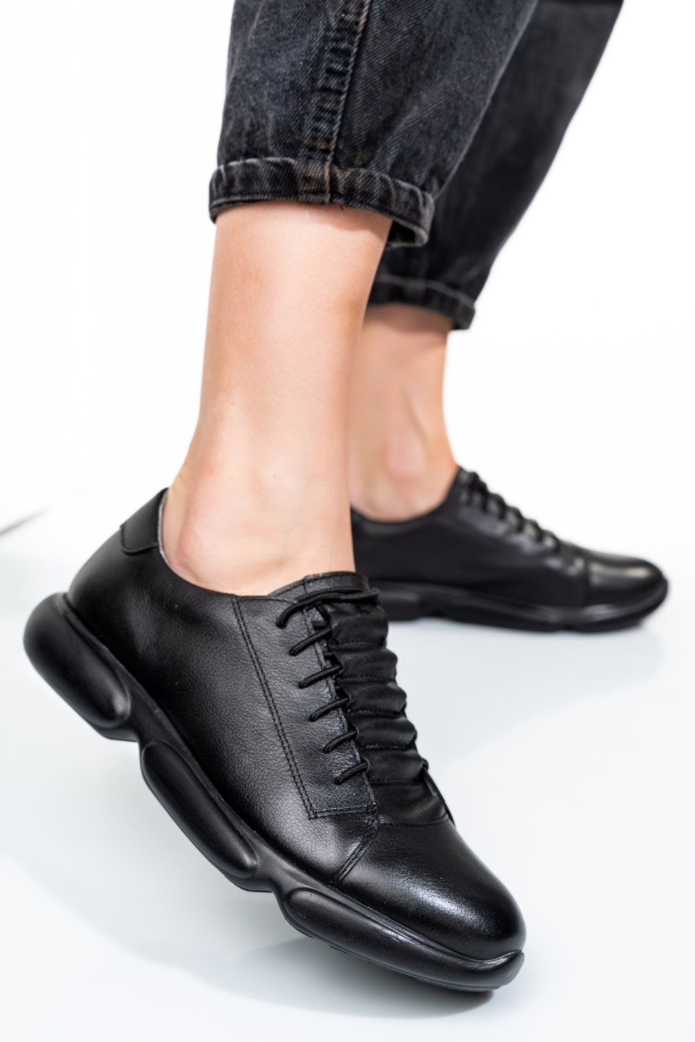 PANTOFI SPORT NEGRI PIELE NATURALA 1S7768