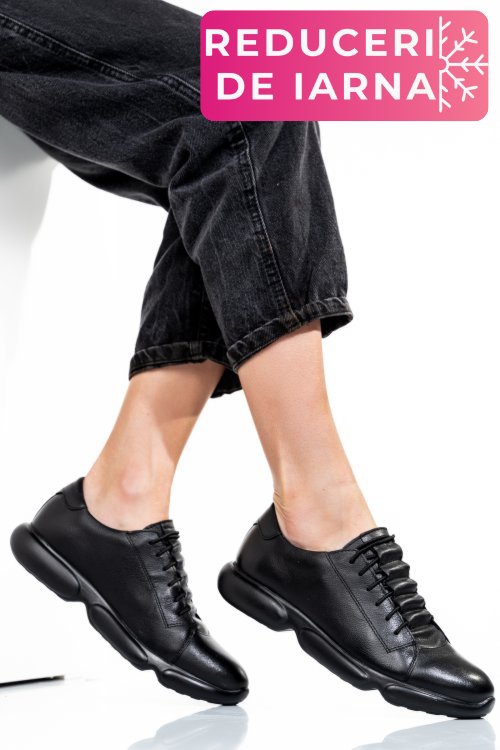 Pantofi sport negri piele naturala 1s7768