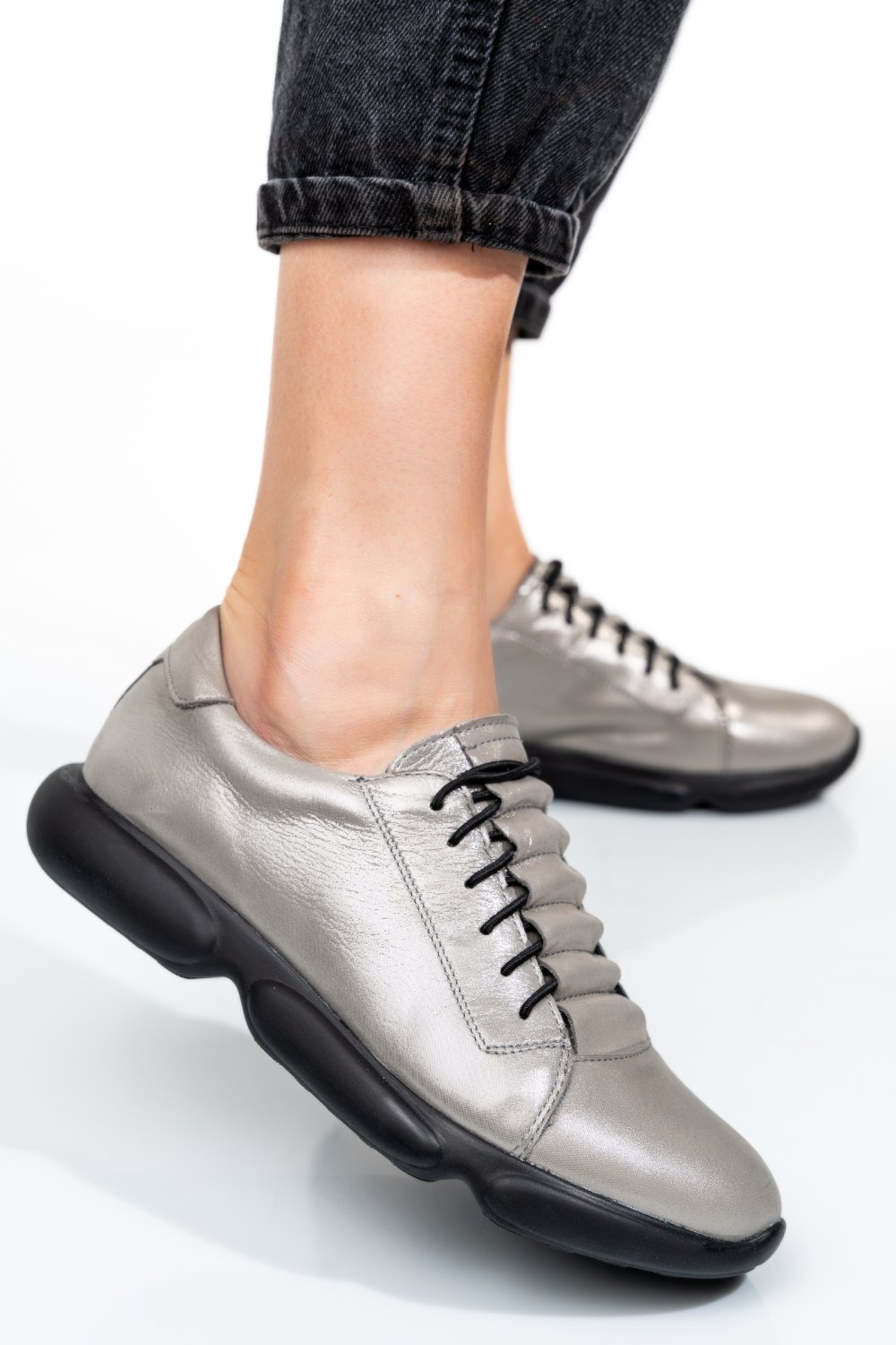 PANTOFI SPORT GRI PIELE NATURALA 1S7768